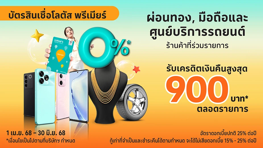 ผ่อน 0%25* รับคุ้ม 3 หมวดที่ร้านค้าร่วมรายการ บัตรสินเชื่อ