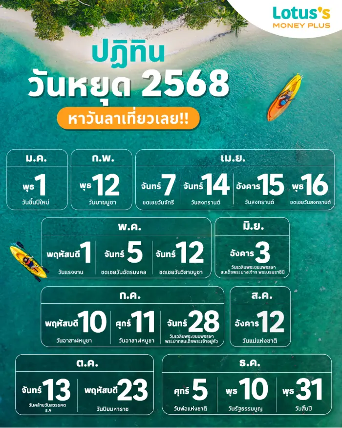 ปฏิทินวันหยุดปี 2568