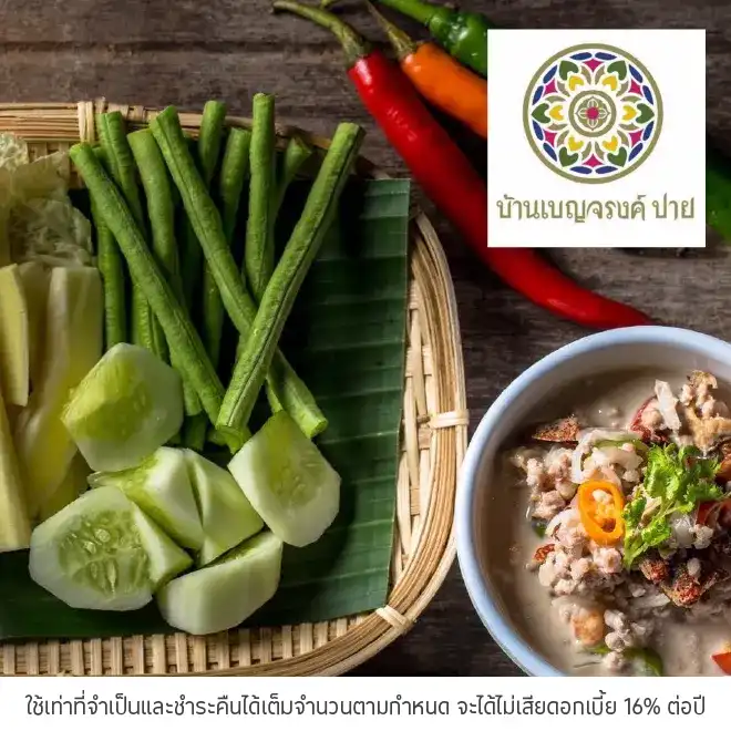 บ้านเบญจรงค์ปาย (Baanbenjarongpai) รับ น้ำอัญชัญมะนาว 1 แก้ว มูลค่า 59 บาท*